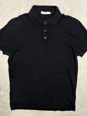 SuitSupply Polo Shirt Pique Cotton Short Sleeve Black Small